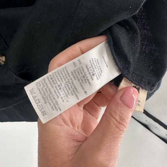 Madewell Linen-Cotton Puff-Sleeve Button Down Mini Dress Black Size 12 - Picture 7 of 12